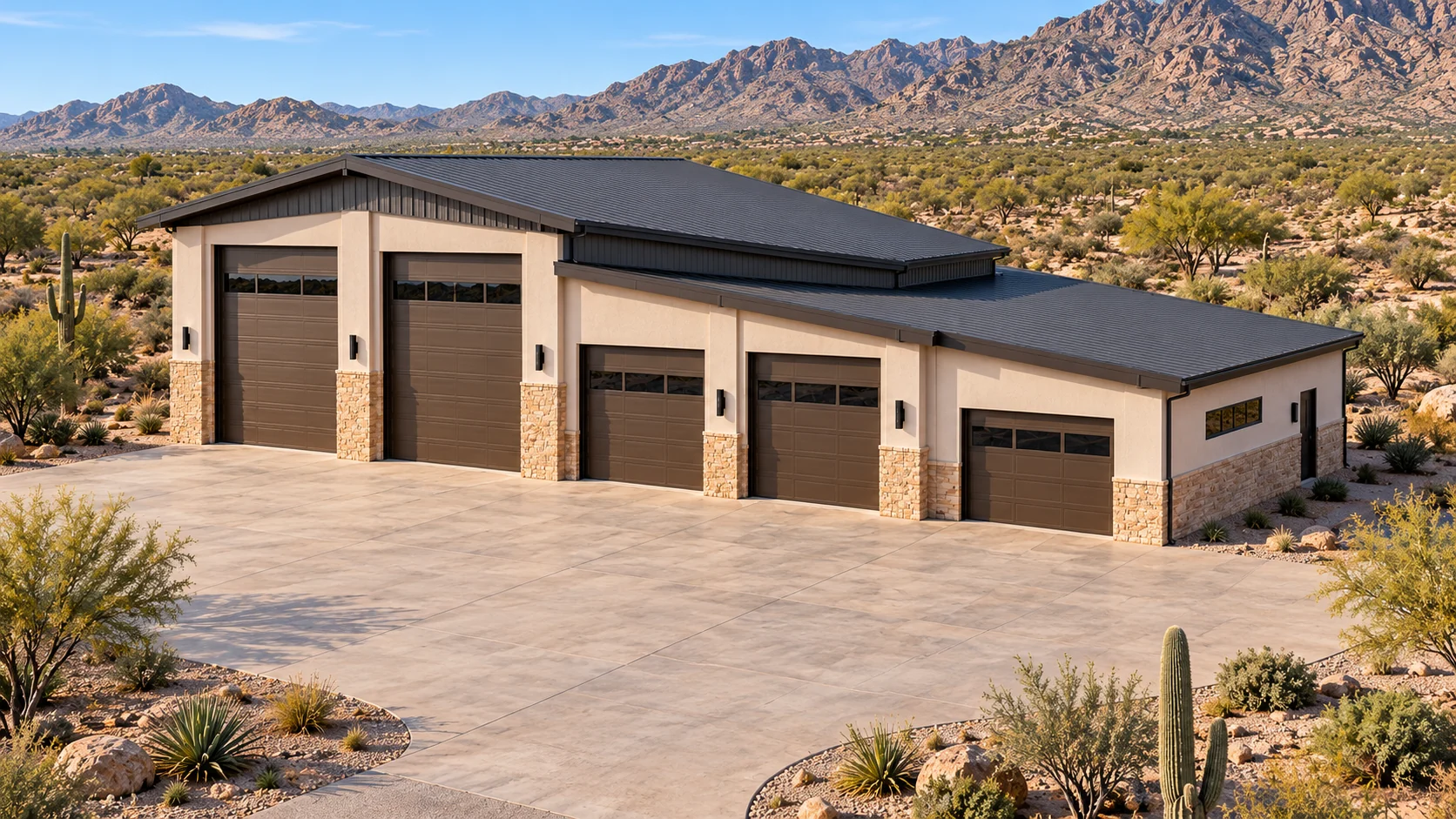 High Desert Hangar — aerial exterior architectural concept