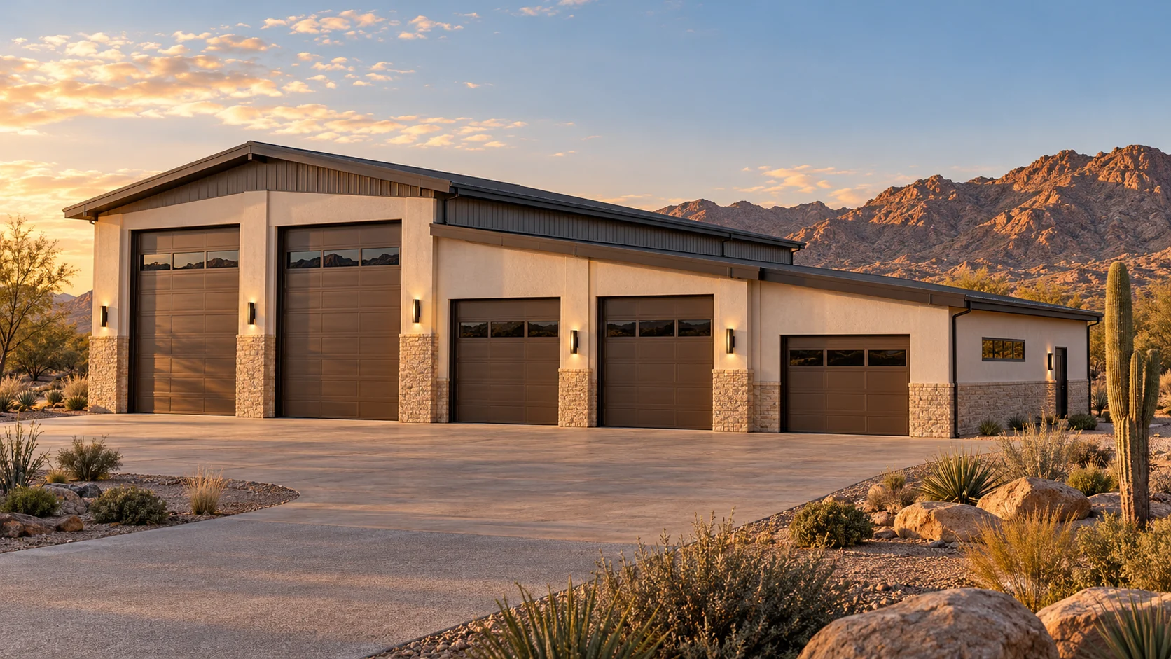 High Desert Hangar — exterior hero architectural concept