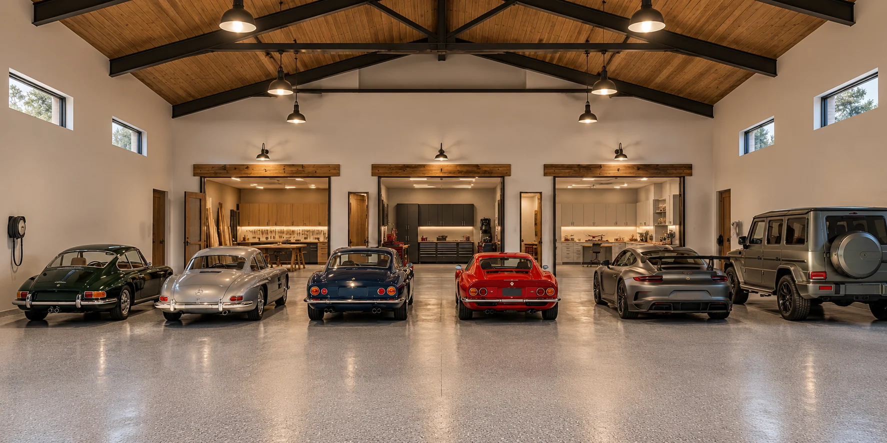 The Craftsman Estate — Main garage interior concept rendering
