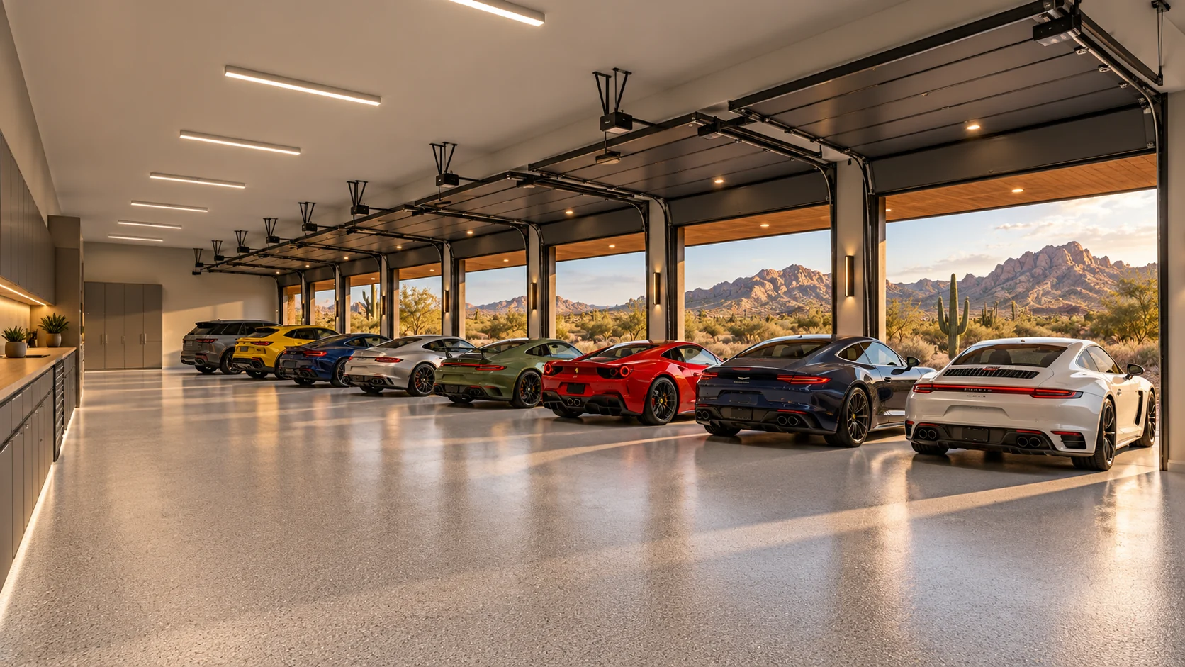 The Octet — Main garage interior concept rendering