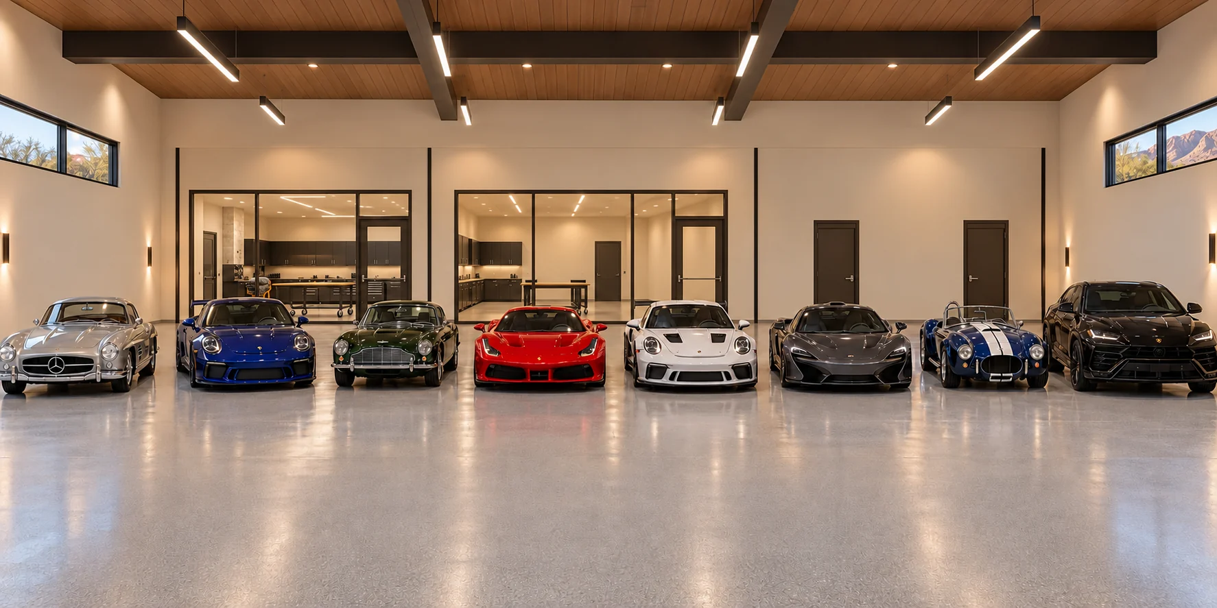 The Pinnacle — Main garage interior concept rendering