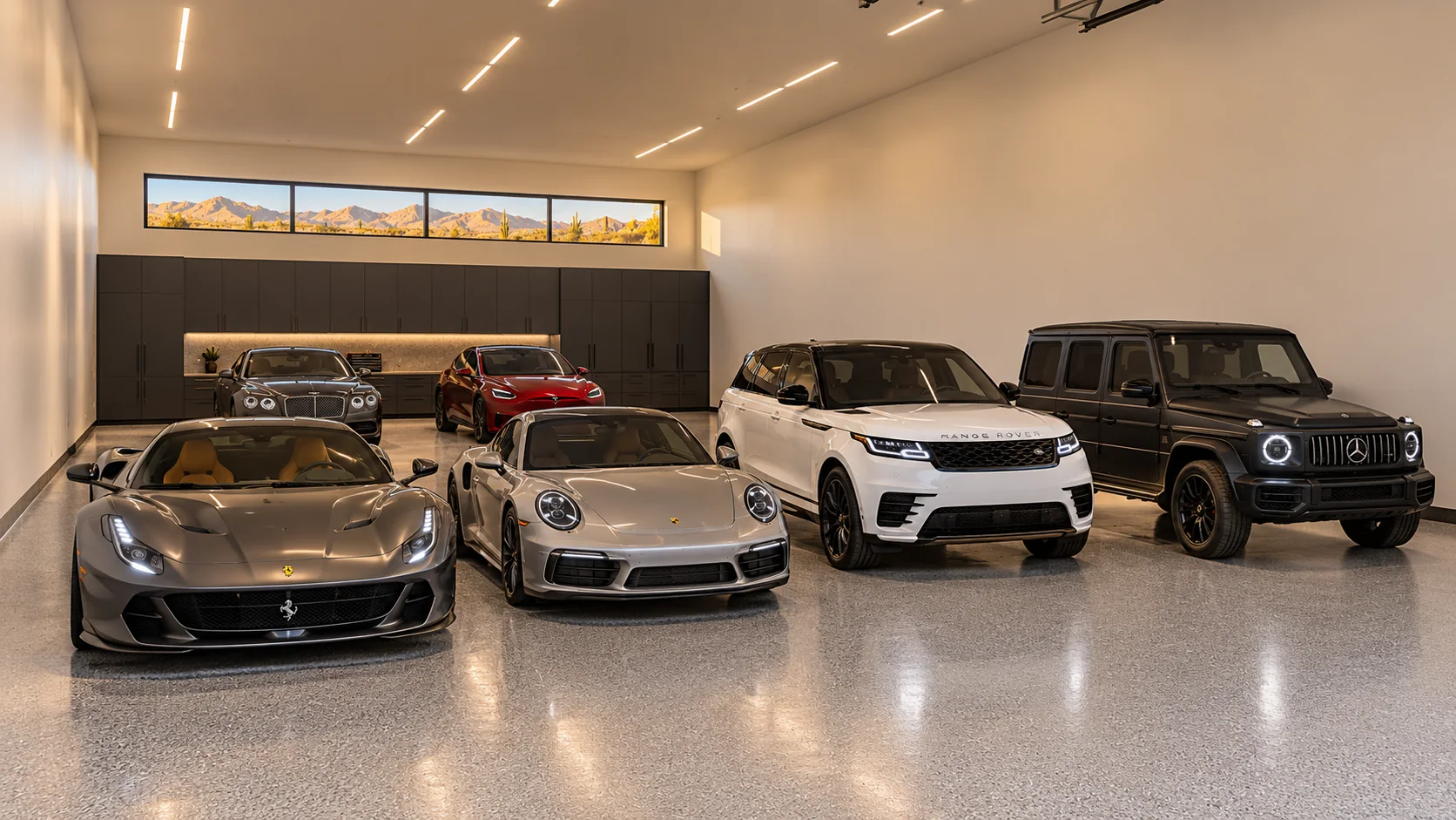 Desert Arena — garage interior concept rendering