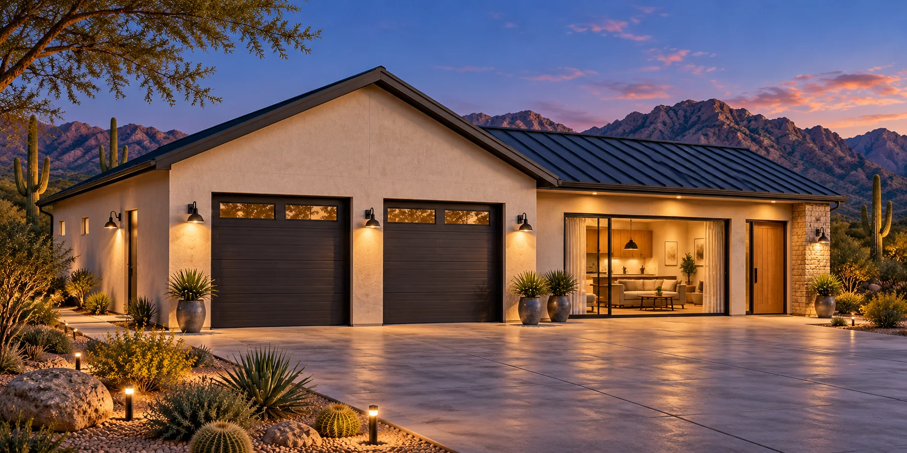 Guest Lane — evening exterior concept rendering