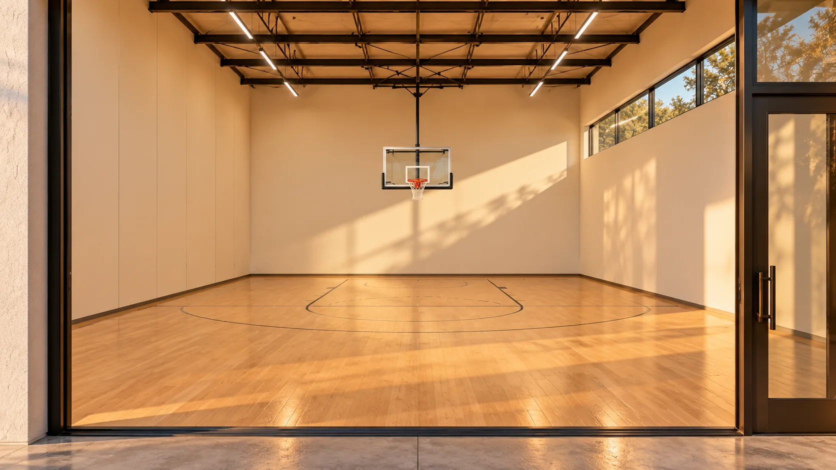 Home Court — basketball practice interior concept rendering