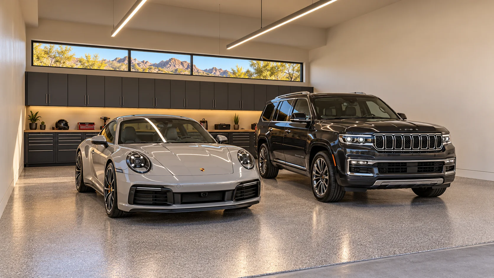 Rally House — garage interior concept rendering