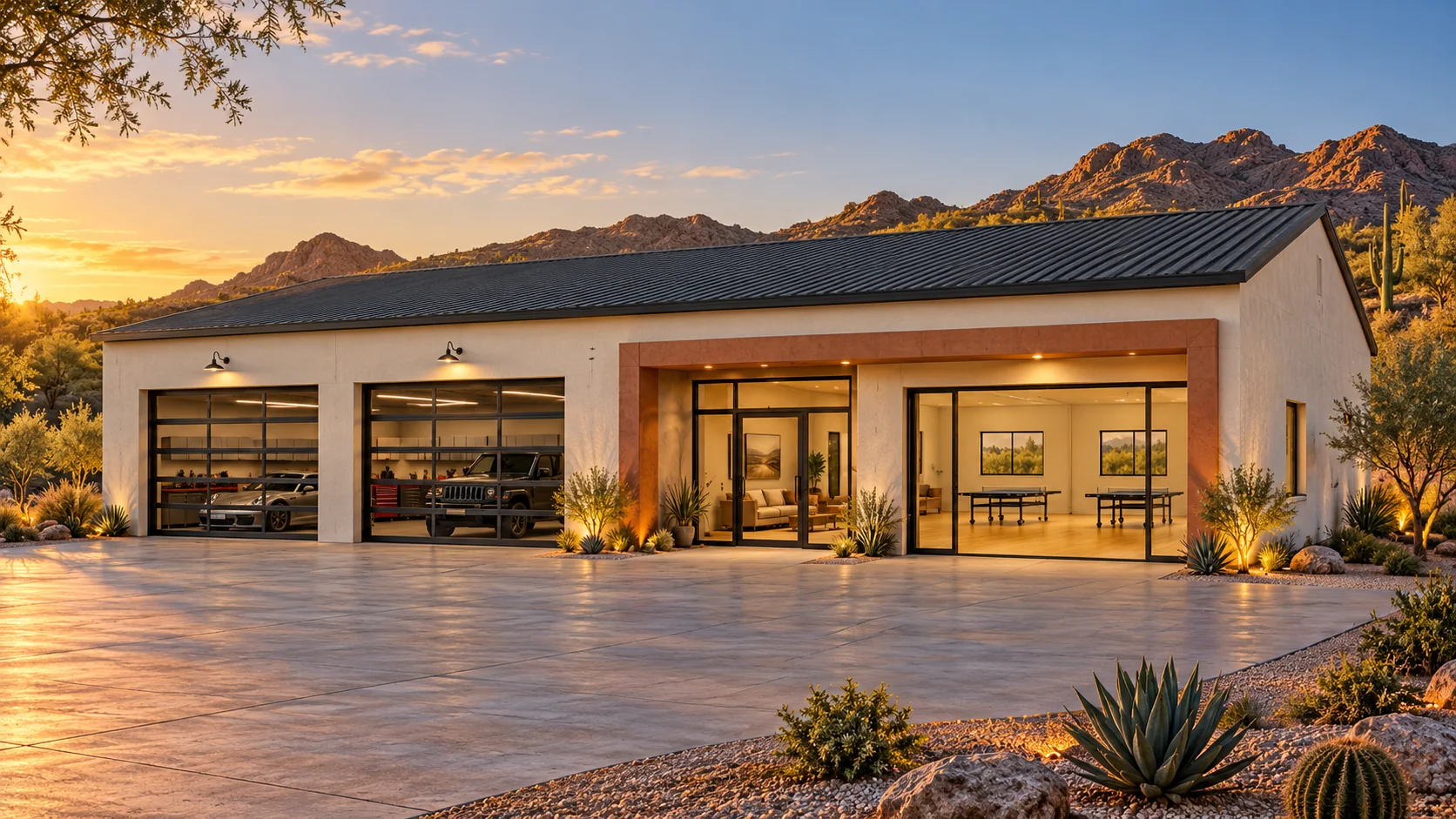 Rally House — exterior arrival concept rendering
