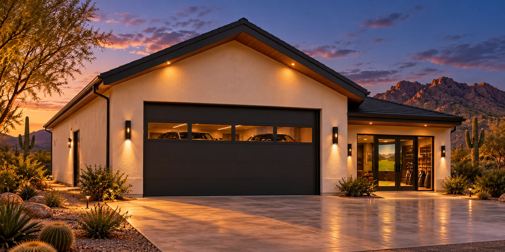 The Club Fitter — evening exterior concept rendering