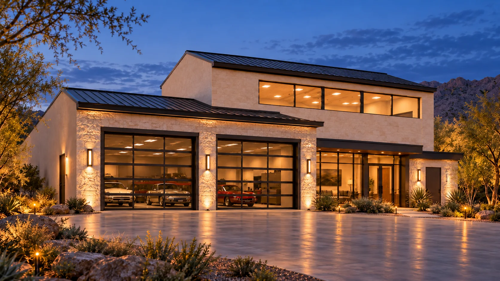 The Fieldhouse — evening exterior concept rendering