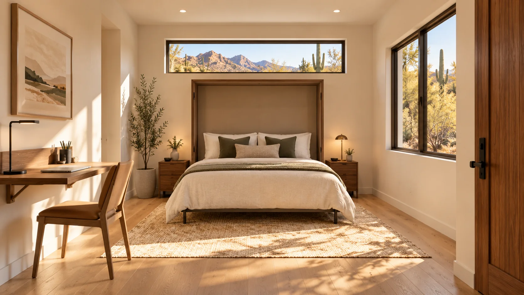 Work & Stay — office and guest room concept rendering