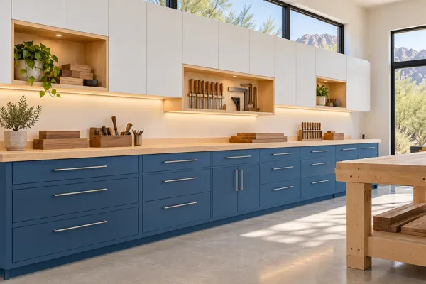 The Maker's Blue Wall architectural concept for garage inspiration